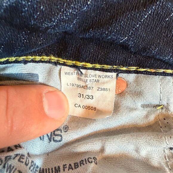 VTG Y2K Silver Jeans Belle Star Flare Low Rise Denim Jeans 31/33 Western Glove - Picture 8 of 12